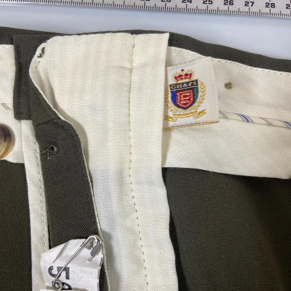 Chaps Ralph Lauren Mens 38x34(ACT 37x33) Olive Green‎ Pleated Cuffed Trousers